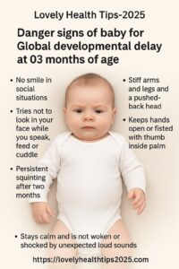danger signs of baby for global developmental delay at 03 months of age