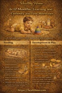 6 - 12 months of baby - learning and curiosity wtih first milestone