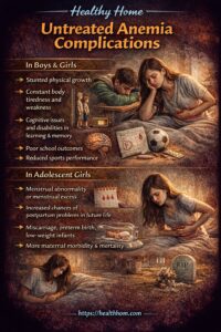 Complications of anemia if untreated