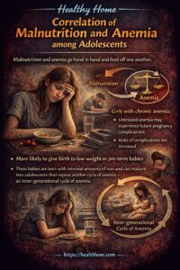 Correlation of anemia & malnutrition in adolescents