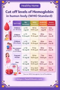 Cut off levels of hemoglobin