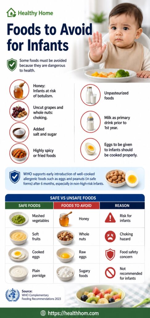 Foods to be avoided for infants