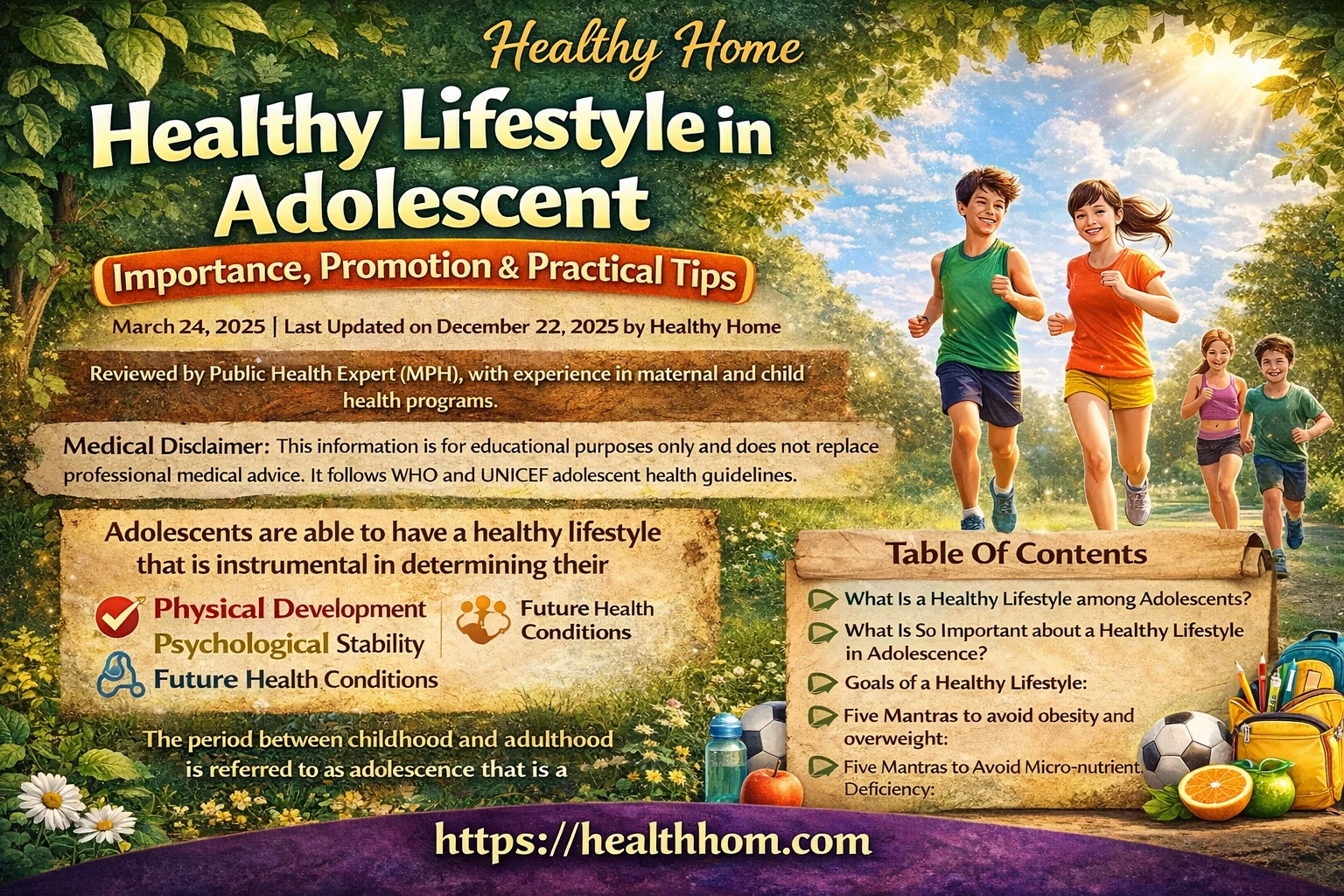 Healthy life style in adolescents, Importance, Promotion & Practical Tips