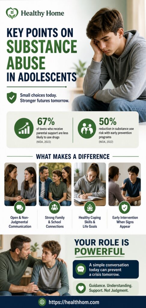key points on substance abuse in adolescent