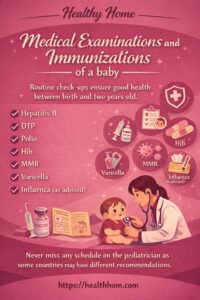 Medical examinations and immunisation of a baby