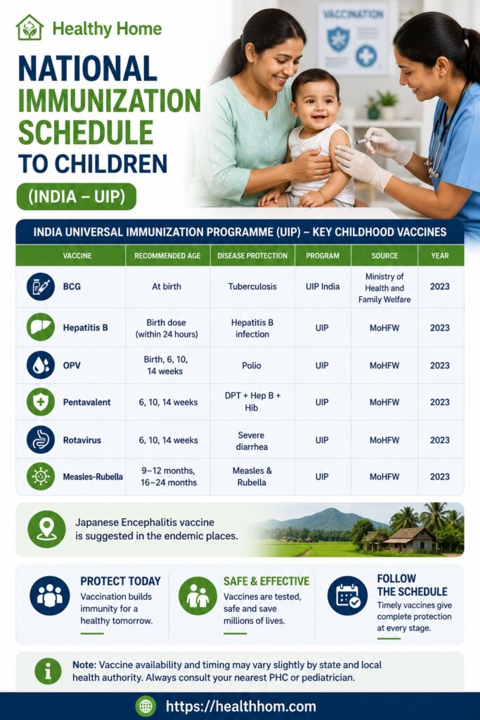 Immunization schedule in India