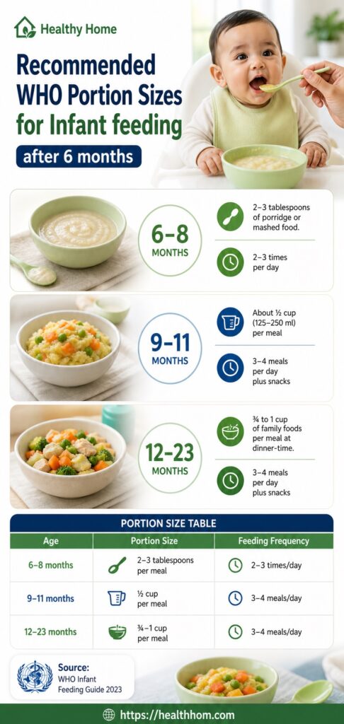 Portion sizes for supplementary feeding