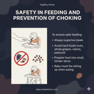 Safety measures during feeding and prevention of chocking