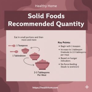 Recommended quantity of solid food for the baby