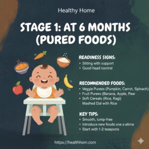 At 6 months of age - food required for baby