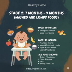 At 7-9 months of age - food required for baby