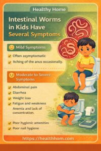 Intestinal worms in kids have several symptoms.