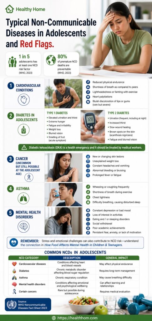 Different types of NCDs in adolescents 