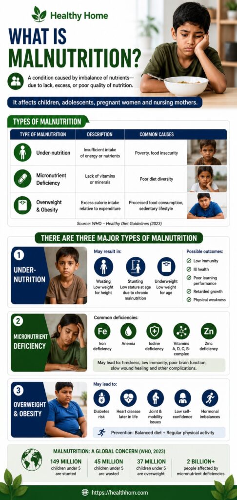 what are the different types of malnutritin in adolescens