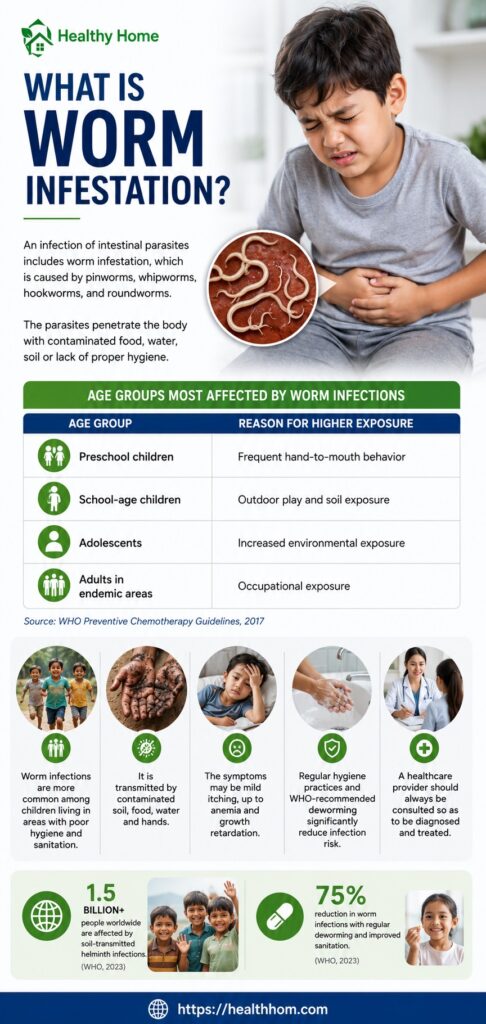 What is the meaning of worm infestation 