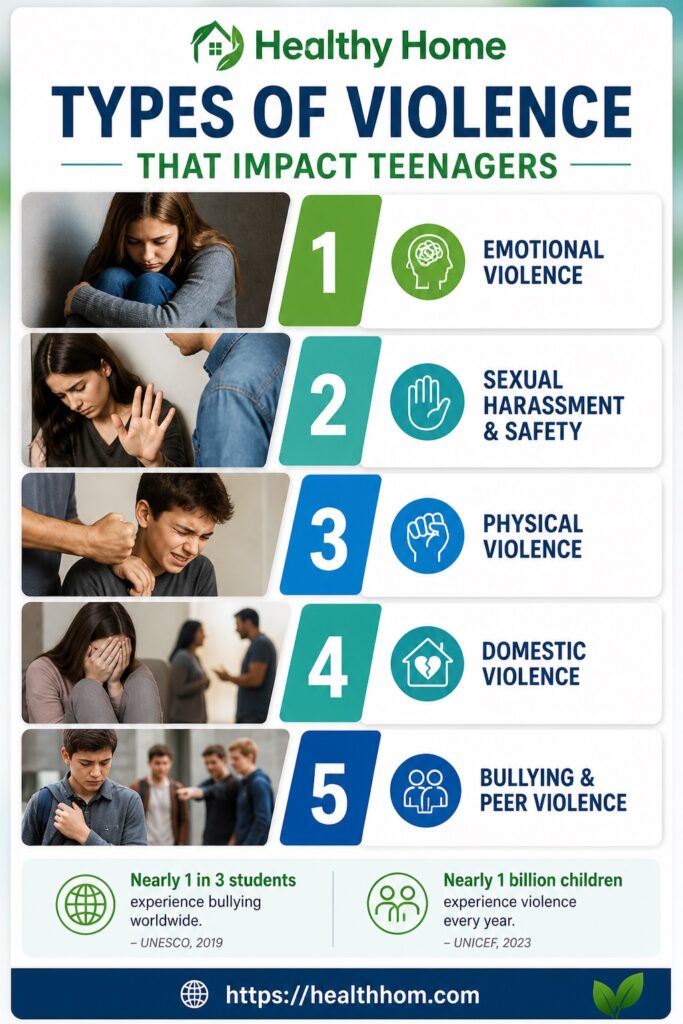 different types of violence that actually impact the teenagers