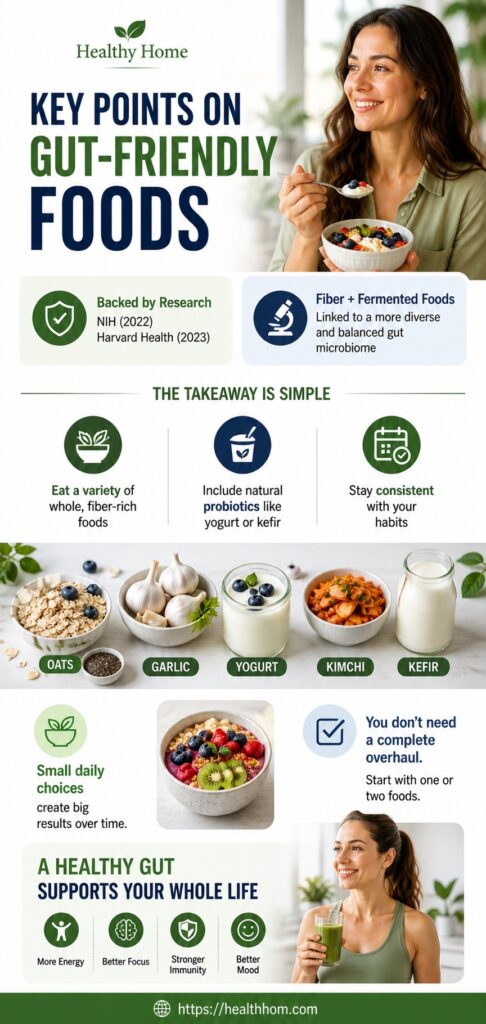 key takeaways on gut friendly foods