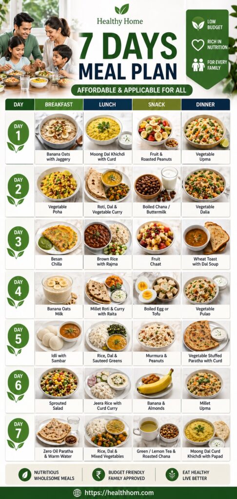 7 Days Meal Plan on a Budget  with affordable and applicable for all