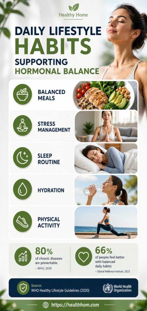 Many recommended daily habits to support the hormonal balance for the women