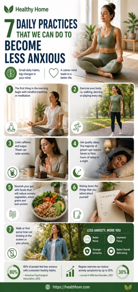 7 daily practices that we can do to become less anxious naturally