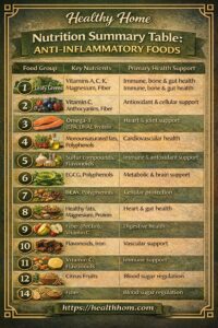 Nutrition Summary Table: Anti-Inflammatory Foods