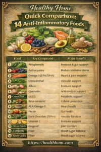 Quick Comparison: 14 Anti-Inflammatory Foods