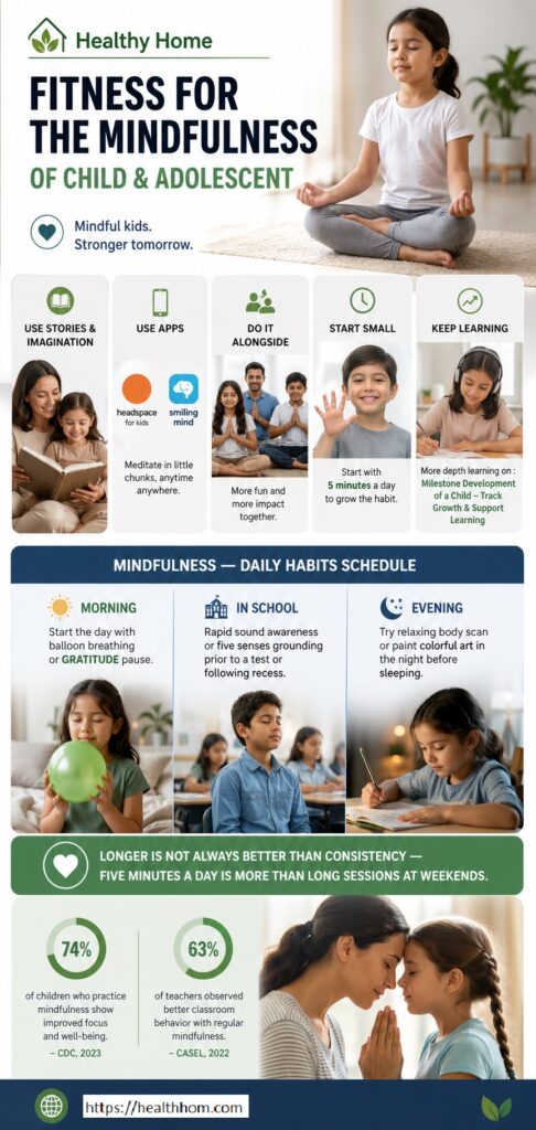 What are the fitness required for the mindfulness of child and teens