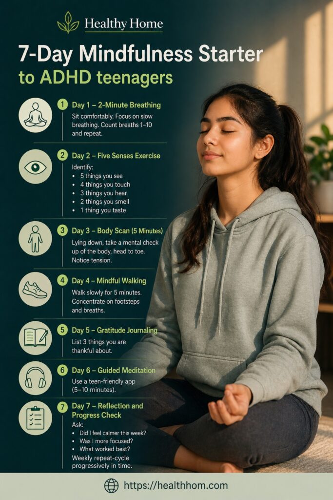 7-day mindfulness starter for ADHD teenagers