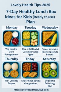 7-Day Healthy lunch box ideas for kids (Ready to use) Plan.