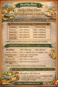 Daily Diet Plan of Balanced Meals to lose weight 