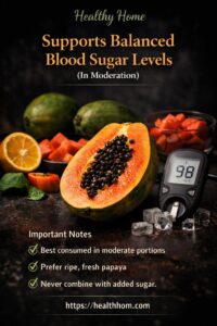 Fresh papaya illustrating balanced blood sugar support when eaten in moderation
