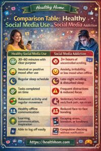 Healthy Social Media Use vs Social Media Addiction