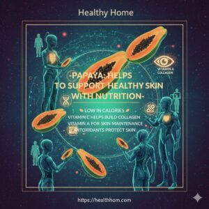 Healthy skin - papaya. Rpe papaya slices on wooden board