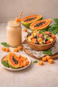 Fresh ripe papaya slices showing tropical fruit nutrition