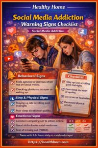 Social media addiction warning signs checklist