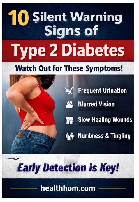 silent warning signs of type 2 diabetes including frequent urination blurred vision slow healing and numbness infographic