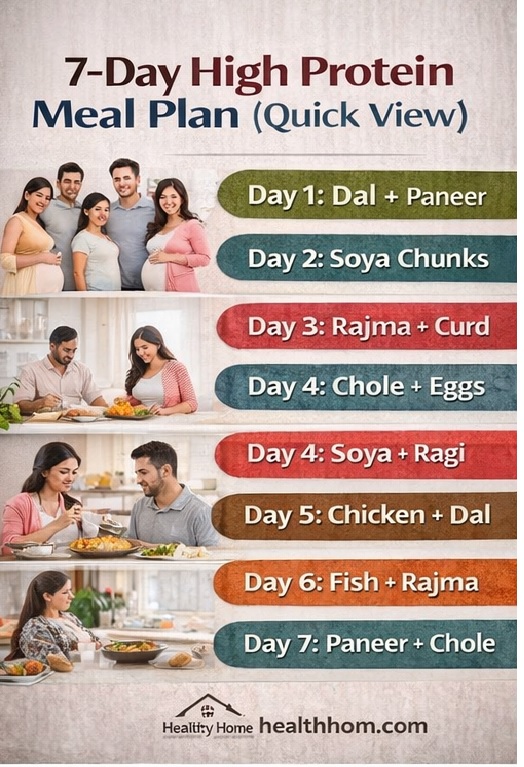 7 day high protein indian diet plan weekly meal chart indian family nutrition plan