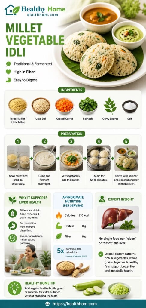 healthy millets with vegetables to prepare idli which is a south Indian breakfast