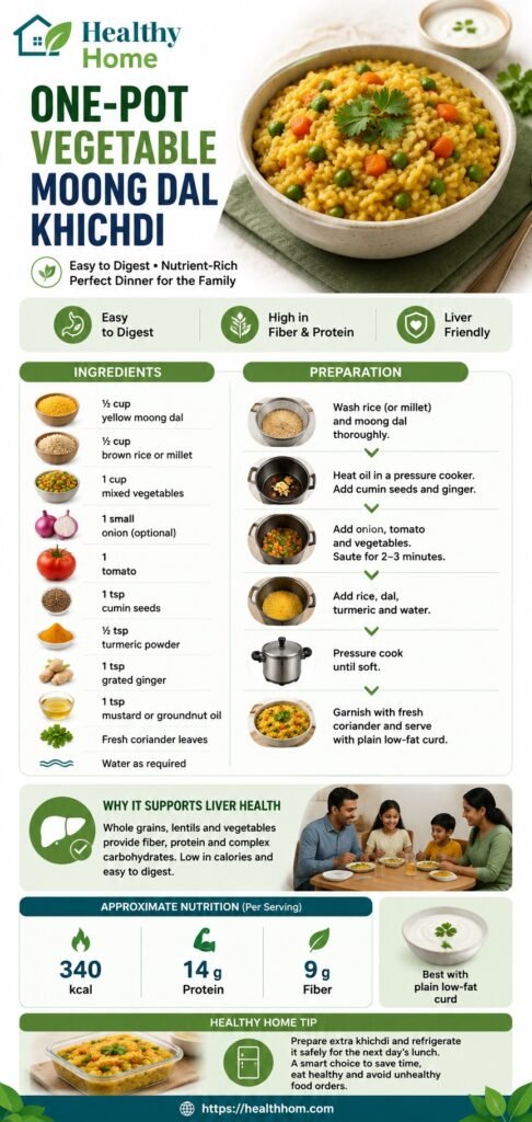 healthy dinner recipe like Vegetable Moong Dal Khichdi which is an Indian traditional diet