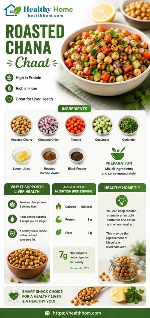a healthy snacks idea for fatty liver is chana chaat with roast