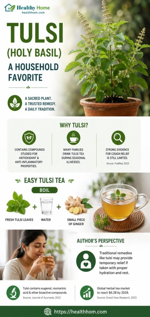 tulsi is also a favorite method for cough remedy