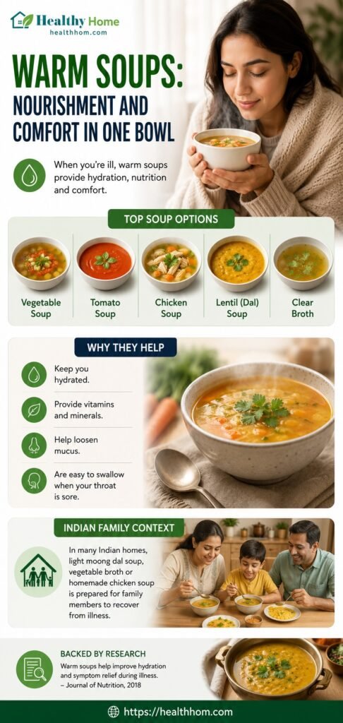 warm soups may benefits temporary in cough
