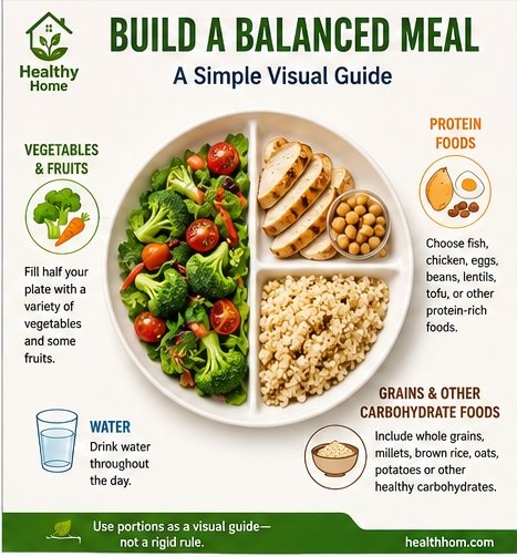 building of a balanced meal with simple guide